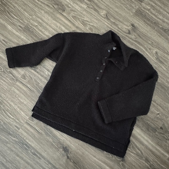aerie Tops - Aerie Black Teddy Henley Sweatshirt